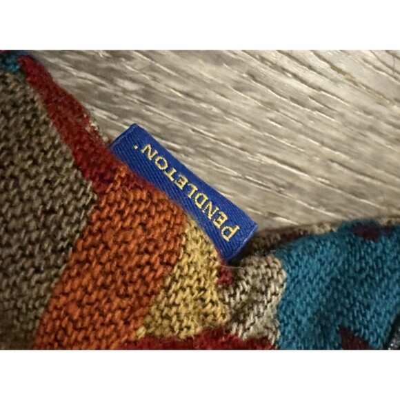 Pendleton Wool Lined Gloves S SouthWest Design With Leather Palm Leather Strap - Picture 3 of 5